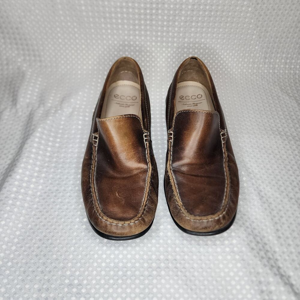 ECCO Leather Shoes Driving Loafers Men's Size EU 41 Brown Slip On